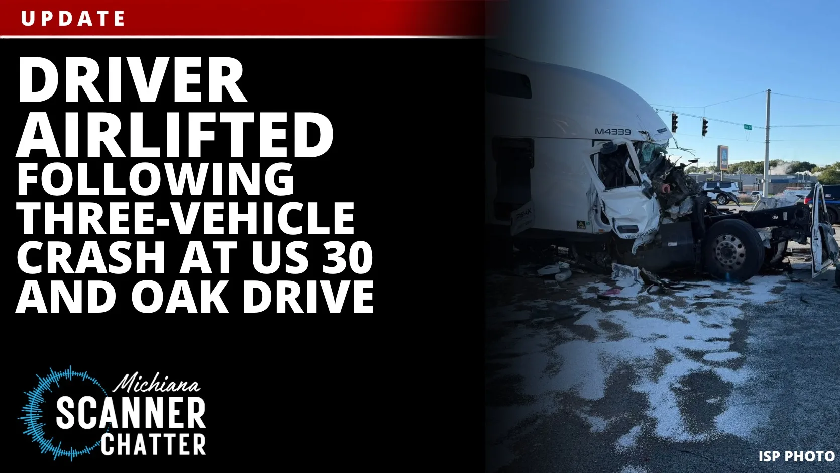 Driver Airlifted Following Three-Vehicle Crash at US 30 and Oak Drive