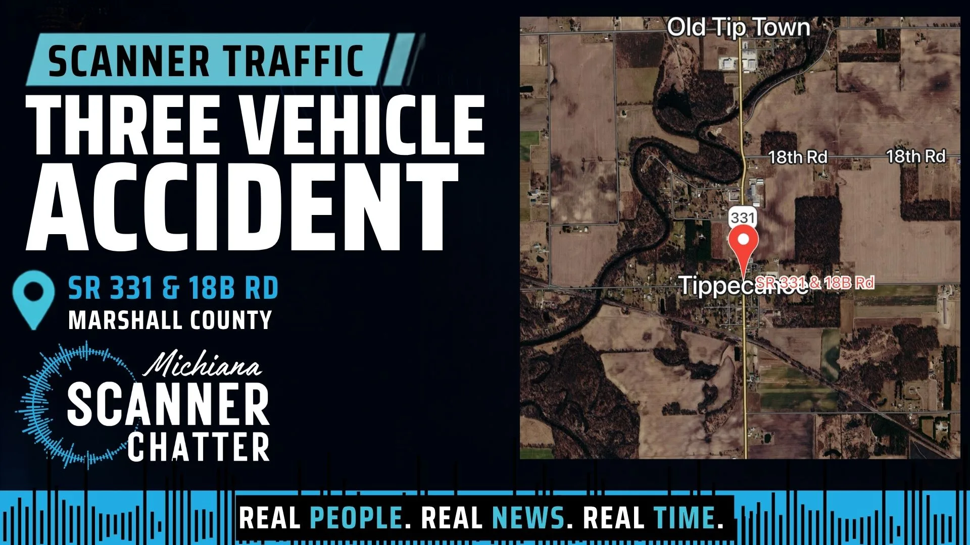 Location map for Three Vehicle Accident