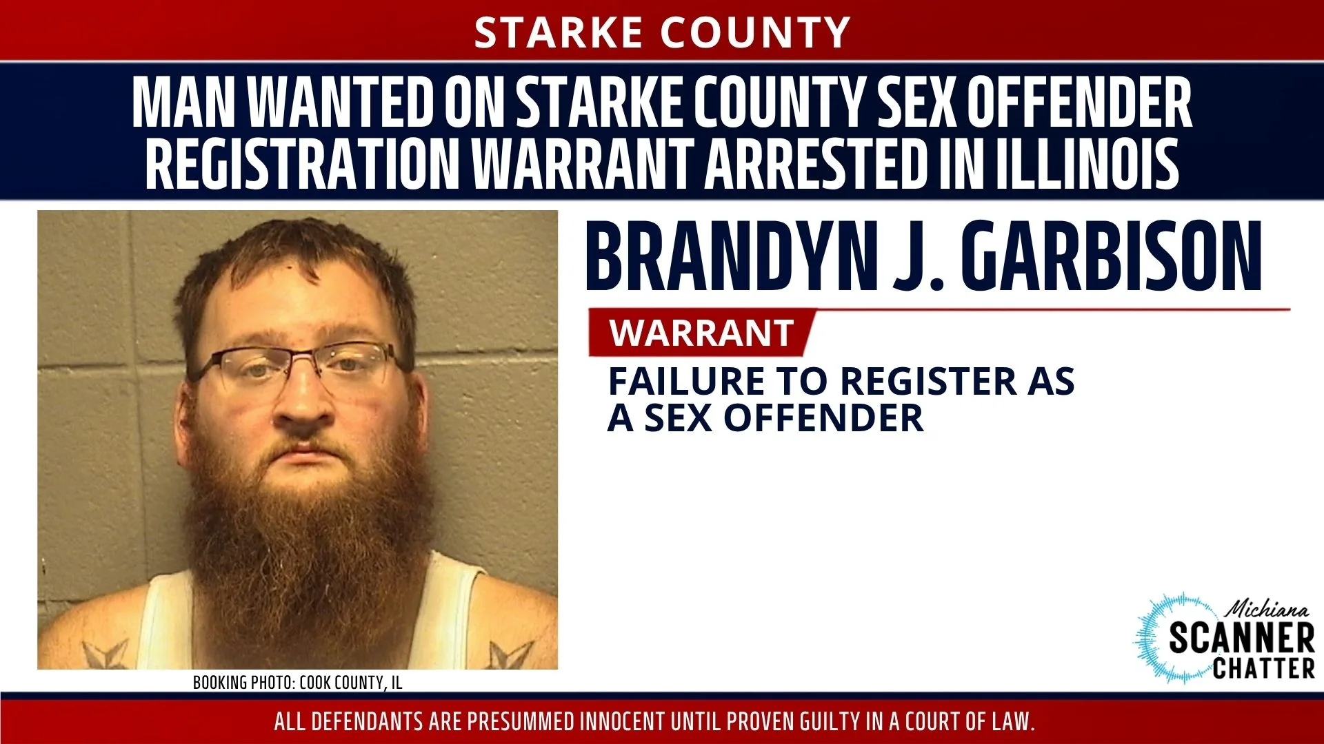 Man Wanted on Starke County Sex Offender Registration Warrant Arrested in Illinois